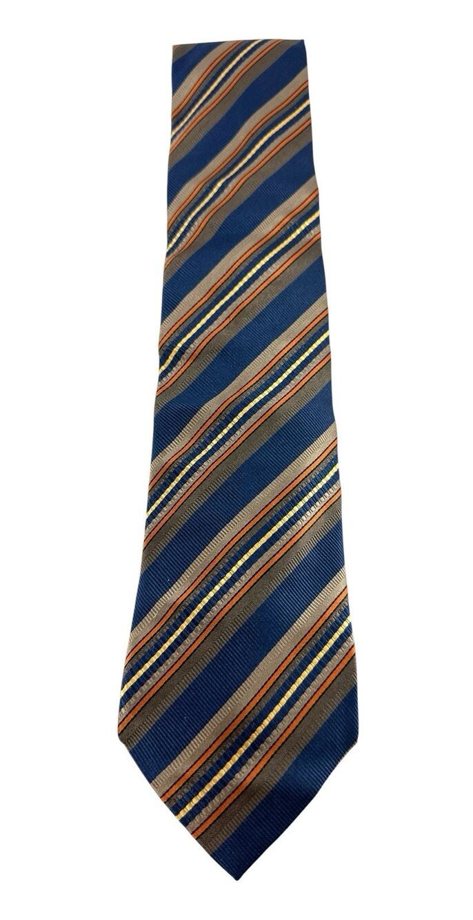 J.Z. Richards for Nordstrom Extra Long 64” Silk Tie Blue Stripe Handmade USA